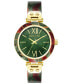 ფოტო #1 პროდუქტის Women's Three-Hand Quartz Green and Burgundy Resin with Gold-Tone Alloy Accents Bangle Watch, 34mm