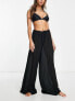 Фото #4 товара ASOS DESIGN drawstring palazzo beach trouser in black