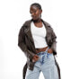 ASOS DESIGN oversized biker jacket in rich chocolate