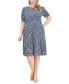 ფოტო #4 პროდუქტის Plus Size Printed Ruched-Waist Dress