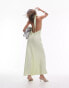 Topshop relaxed halterneck maxi dress in lime