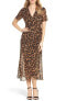 Фото #1 товара Bardot 161519 Women's Leopard Print Midi Wrap Dress Black/Brown Sz. 4/XS US