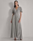 ფოტო #1 პროდუქტის Women's Metallic Pleated Belted Flutter-Sleeve Gown