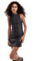 Фото #2 товара COLLUSION slash neck denim mini dress in washed black