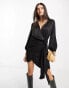 Фото #1 товара Never Fully Dressed jacquard mini dress in black