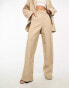 Фото #4 товара YAS tailored wide leg trouser co-ord in camel - STONE