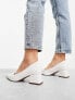 ASOS DESIGN Wide Fit Saint block mid heeled shoes in off white croc