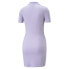 Puma Classics Ribbed VCollar Short Sleeve Dress Womens Purple Casual 53805625