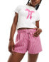 Фото #5 товара Stradivarius STR linen look pull on short in pink stripe