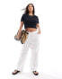 Фото #1 товара Vero Moda Curve tie waist wide leg trouser in white