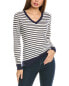 Фото #1 товара Forte Cashmere Fitted Stripe V-Neck Silk & Cashmere-Blend Sweater Women's