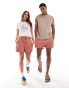 Фото #2 товара ASOS DESIGN unisex shorter length slim shorts in washed pink