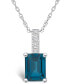 ფოტო #1 პროდუქტის London Blue Topaz (2 Ct. T.W.) and Diamond Accent Pendant Necklace in 14K White Gold