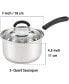 Фото #2 товара Saucepan Sauce Pot with Lid 3 Quart Stainless Steel, Stay Cool Handle, silver
