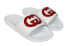 Фото #2 товара Gucci Mens White Leather Interlocking G Slide Sandals Size 8G /US 9