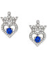 Cubic Zirconia Princess Tiara Heart Stud Earrings in Sterling Silver