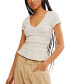 ფოტო #1 პროდუქტის Women's Krystal Textured V-Neck Tee