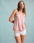 Фото #2 товара Miss Selfridge lace insert cami top in washed pink