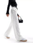 Stradivarius tailored trouser with belt in white