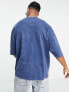 ASOS DESIGN oversized heavyweight t-shirt in acid washed navy blue