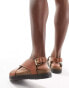 & Other Stories leather cross strap sandals in brown