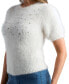 Juniors' Crewneck Embellished Short-Sleeve Sweater