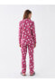 Gömlek Yaka Baskılı Uzun Kollu Kadın Pijama Takımı