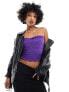 Noisy May textured tube top with tie detail in purple