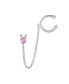 ფოტო #2 პროდუქტის Helix Chain & Cable Ear Cuff Cartilage Earlobe Tiny CZ Pink Heart Earrings For Women.925 Sterling Silver