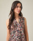 Women's Printed Tie-Collar Sleeveless Blouse toffee multi, XL - фото #3