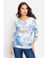 Фото #1 товара Women's Cotton Blend 3/4 Sleeve Embellished T-Shirt containing TENCEL[TM] Modal