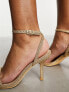 Glamorous Wide Fit barely there heeled sandals in gold glitter