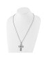 ფოტო #3 პროდუქტის Brushed and Laser cut Black IP-plated Cross Pendant Box Chain Necklace