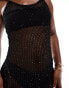 Aria Cove sequin knit cami maxi beach dress in black