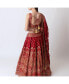 ფოტო #2 პროდუქტის Women's Hand Embroidered Red Banarasi Silk Lehenga Choli