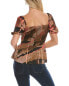 Donna Karan Smocked Blouse Women's Brown S