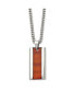 Red Koa Wood Inlay Enameled Pendant Curb Chain Necklace