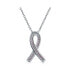 Фото #1 товара Delicate Elegant Fine Pave Pink Cubic Zirconia CZ Ribbon Breast Cancer Survivor Pendant Necklace For Women .925 Sterling Silver 18 Inch