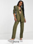 4th & Reckless Petite exclusive straight leg tailored trouser co ord in khaki