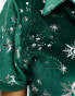 Фото #2 товара Chelsea Peers Christmas velvet revere top and short pyjama set with silver foil print in forest green