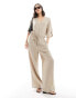 Pretty Lavish balloon sleeve shirred jumpsuit in stone Серый, 40 - фото #1