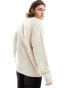 Bershka cut&sew cable knitted jumper in ecru M - фото #4