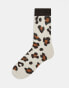 ASOS DESIGN sock with leopard print in brown