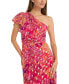 ფოტო #1 პროდუქტის Women's One-Shoulder Ruffled-Sleeve Maxi Dress