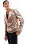 Фото #1 товара Devils Advocate gold sequin cropped slim double breast suit jacket