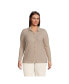 ფოტო #2 პროდუქტის Women's Plus Size Long Sleeve Wide Rib Button Front Polo Shirt