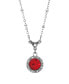 Silver-Tone Round Red Crystal With Clear Crystal Necklace