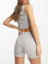 Фото #3 товара ASOS DESIGN rib legging short co-ord in grey marl