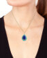 ფოტო #2 პროდუქტის EFFY® Lapis Lazuli, Turquoise, & Diamond (1/5 ct. t.w.) Pear Halo 18" Pendant Necklace in 14k Gold
