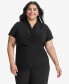 Фото #1 товара Plus Size Short-Sleeve Faux-Wrap Top